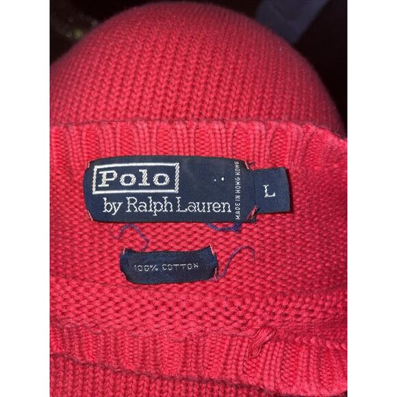 Polo By Ralph Lauren Men’s Sweater 100% Cotton Large Red - Picture 3 of 3